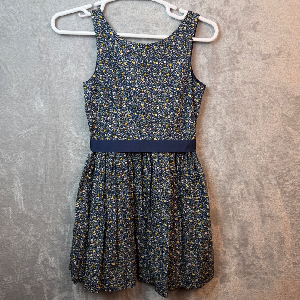 Polo Ralph Lauren Dress Girls‎ 16 Navy Blue Floral Ditsy Sleeveless Bow Back